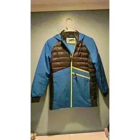 Spyder Boys' Dylan Ski Jacket Old Glory Blue Green Insulated Size 12 - Picture 1 of 8